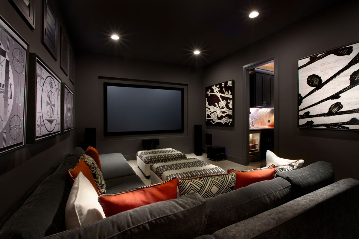 Дизайн домашнего кинозала, комната для просмотра фильмов